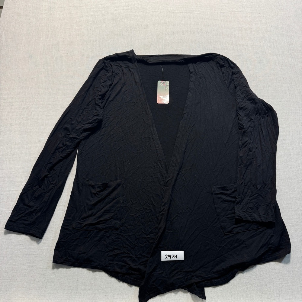 TownCat Open Front  Lightweight Pockets Cardigan Womens XL Black